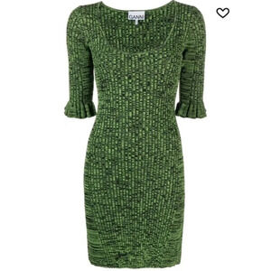 NWOT GANNI flounce-sleeve mélange minidress Size Small